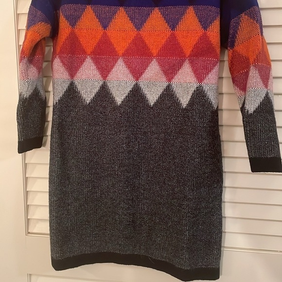 Chloé Multicolor Pullover Knitted Argyle Diamond Ribbed Neckline Sweater - Picture 4 of 7